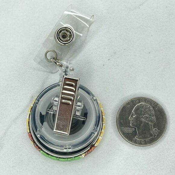 Bee Happy Flower Clip Retractable Reel School Work Badge ID Holder - Picture 2 of 8